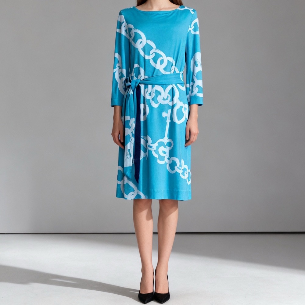 Lilly Pulitzer Jonah Ponte Knit Belted Tunic Mini Dress Nautical size Medium